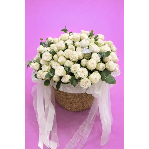 White Elegance Rose Basket