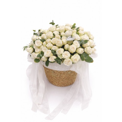 White Elegance Rose Basket